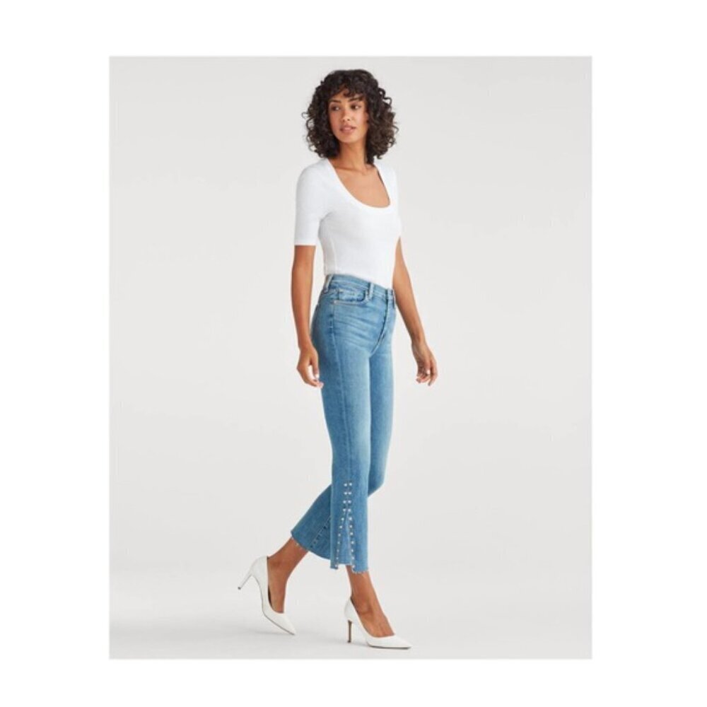 NWT 7 For All Mankind | Vintage Luxe High Waist Slim Kick Studded Jeans - Sz 30